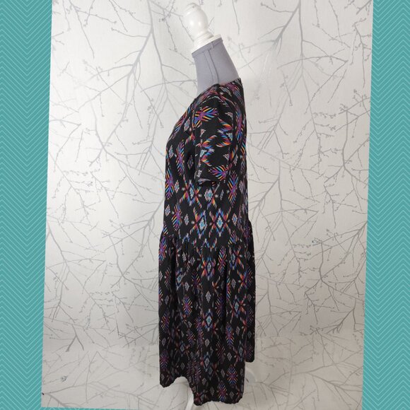 Pogadakamagizowin Black Aztec Print Flowy Midi Dress - Picture 2 of 4